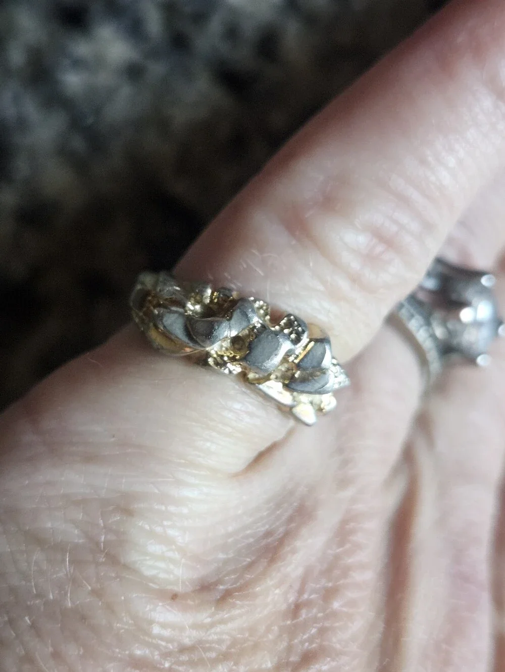Two Tone Gold Nugget Ring Size 5